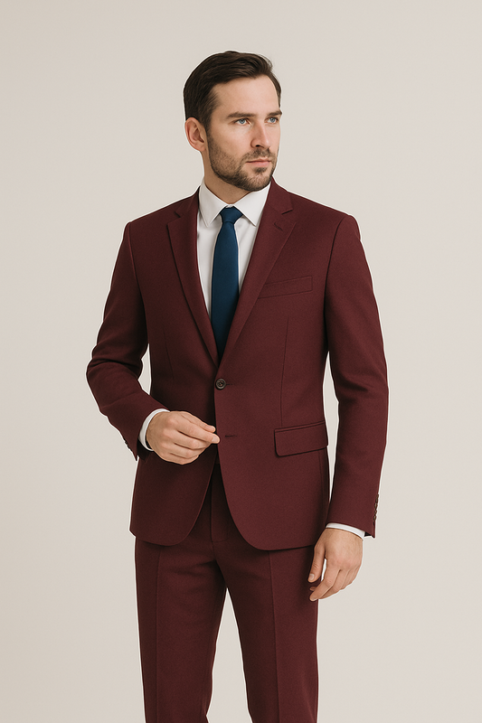 Ensemble Costard Homme en Coton – Rouge bordeaux